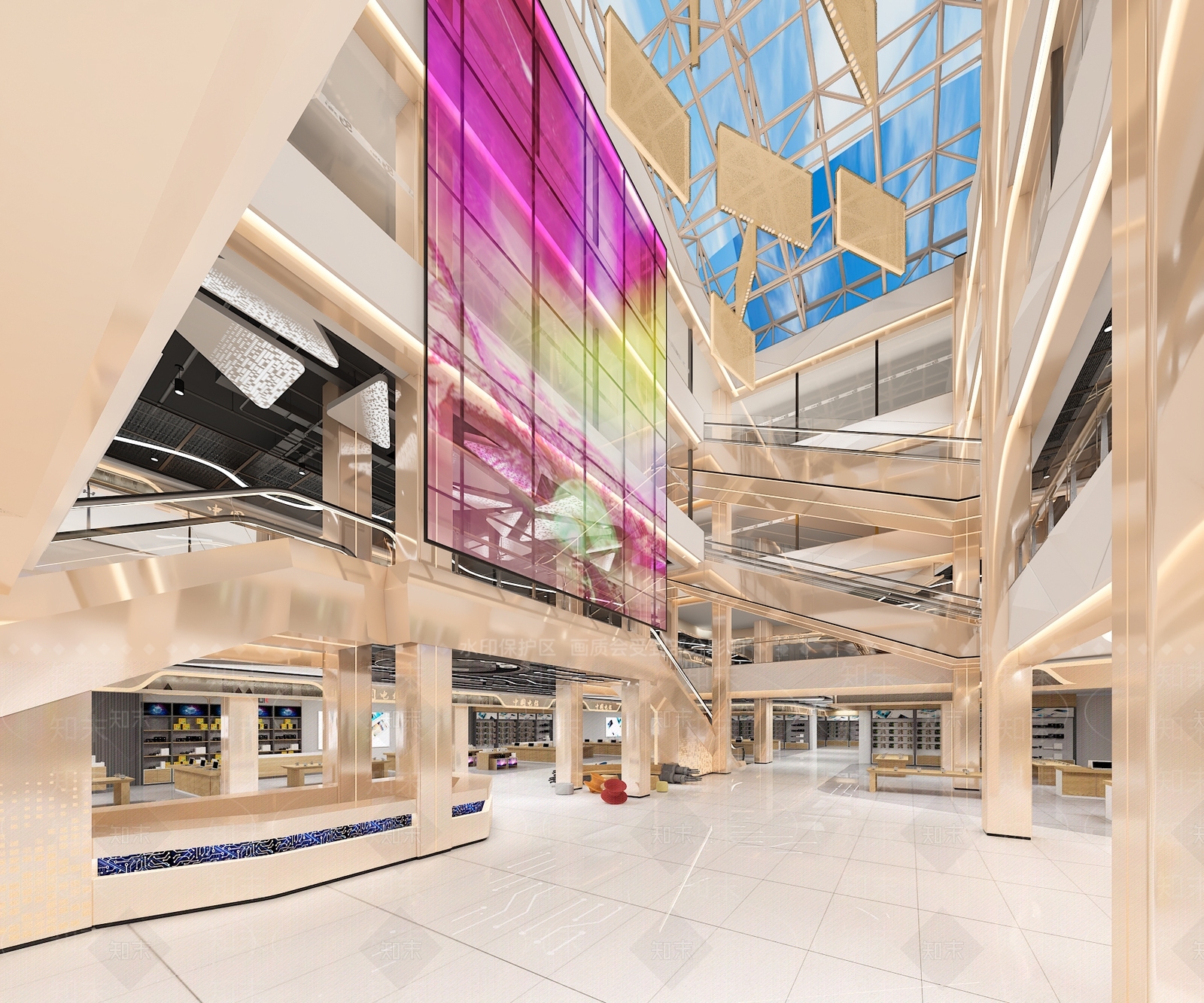 现代商场大厅中庭入口3D模型下载【ID:1136071574】