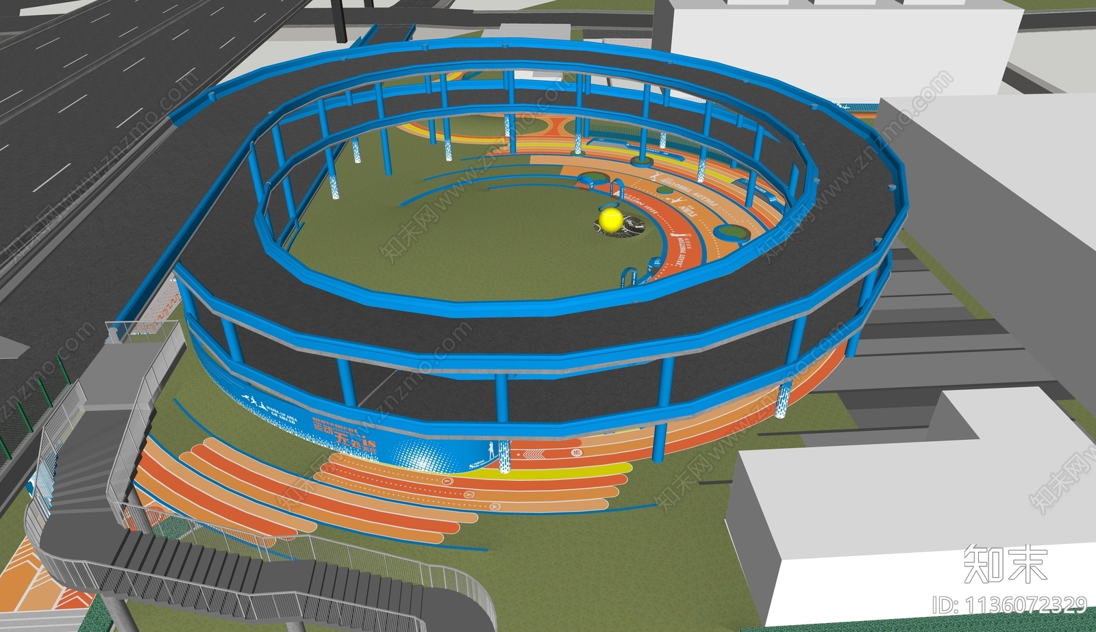 现代高架下运动公园SU模型下载【ID:1136072329】