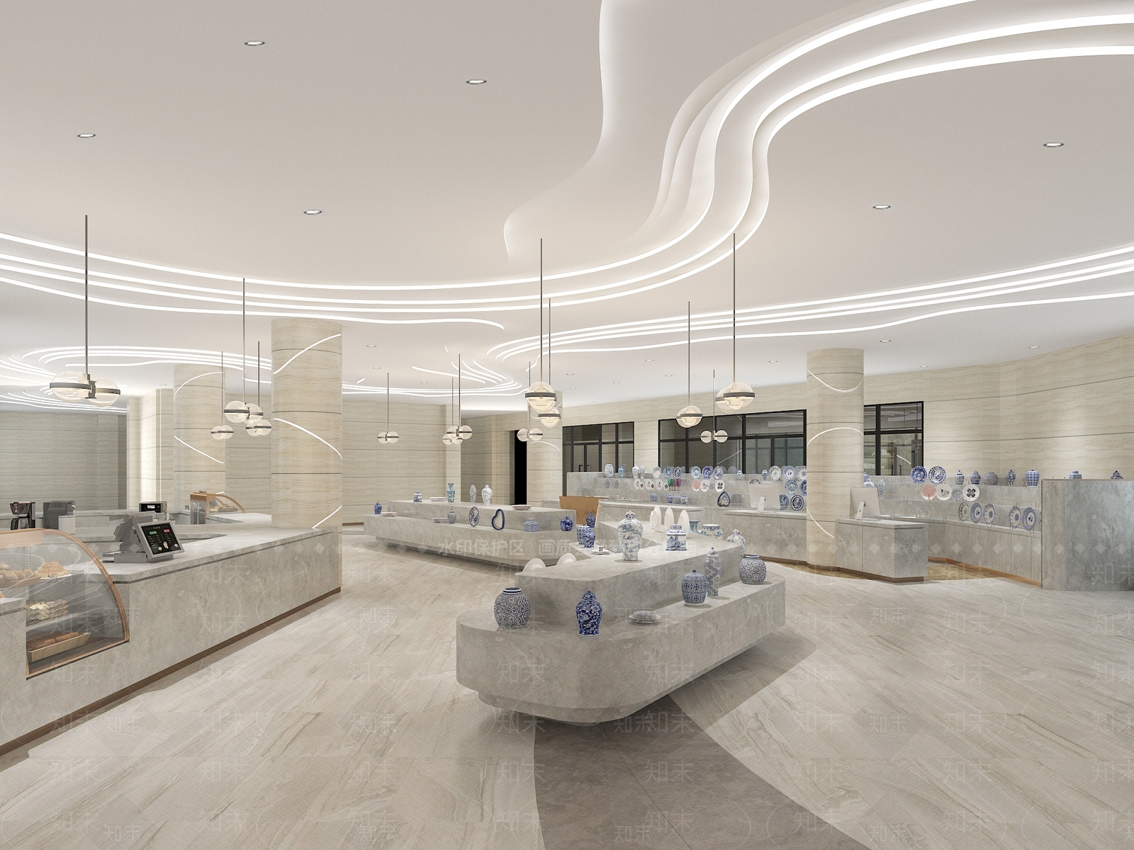 现代陶瓷展厅3D模型下载【ID:1136072632】