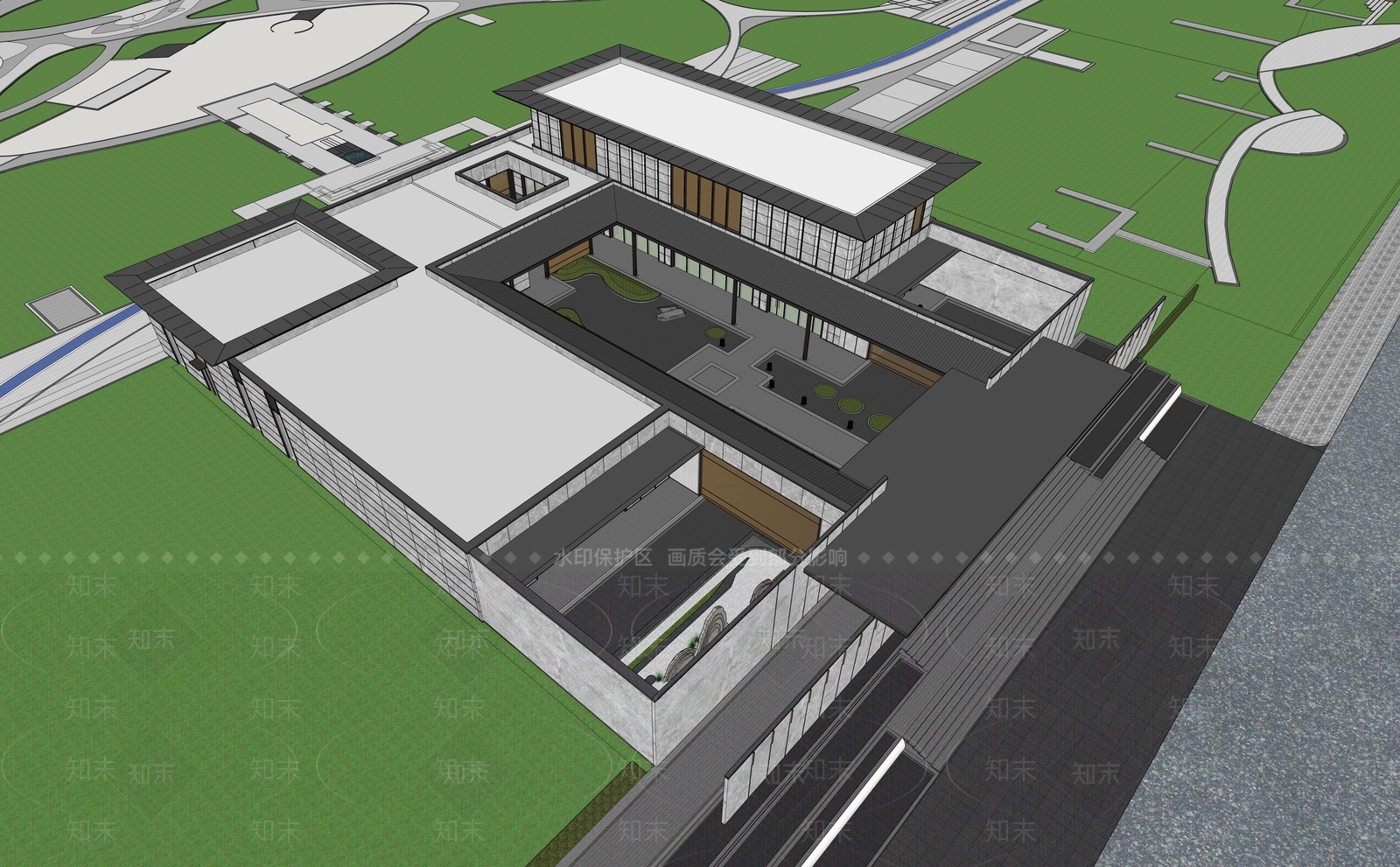 售楼处建筑SU模型精品下载_SketchUp模型_知末网