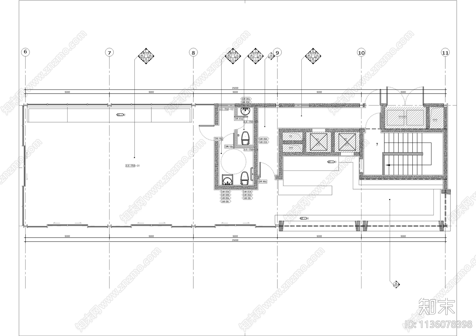 公共卫生间cad施工图下载【ID:1136078398】