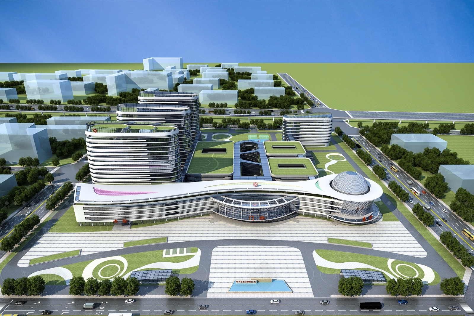 现代医疗建筑SU模型下载【ID:1136083954】