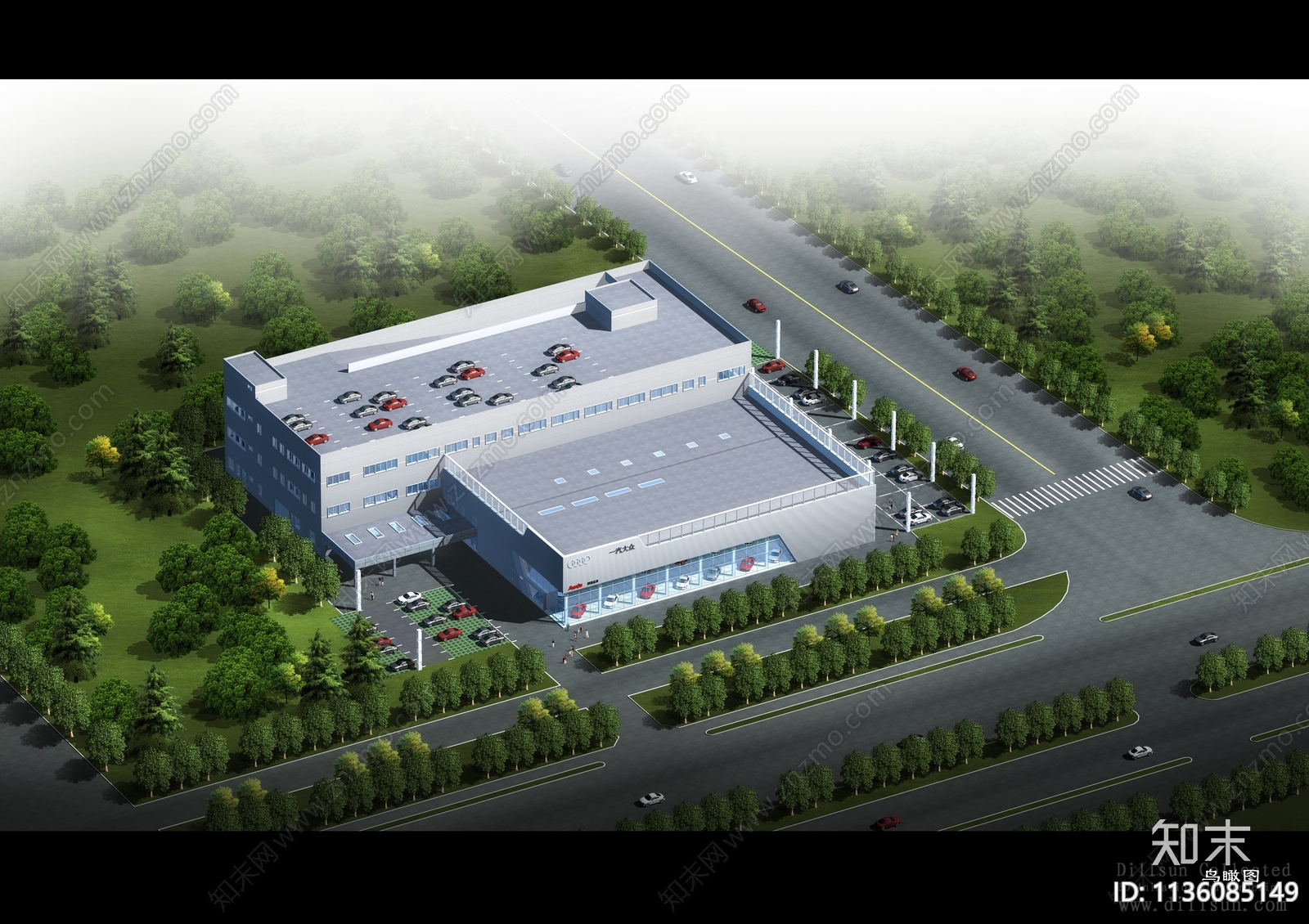 16套4S店建筑效果图cad施工图下载【ID:1136085149】