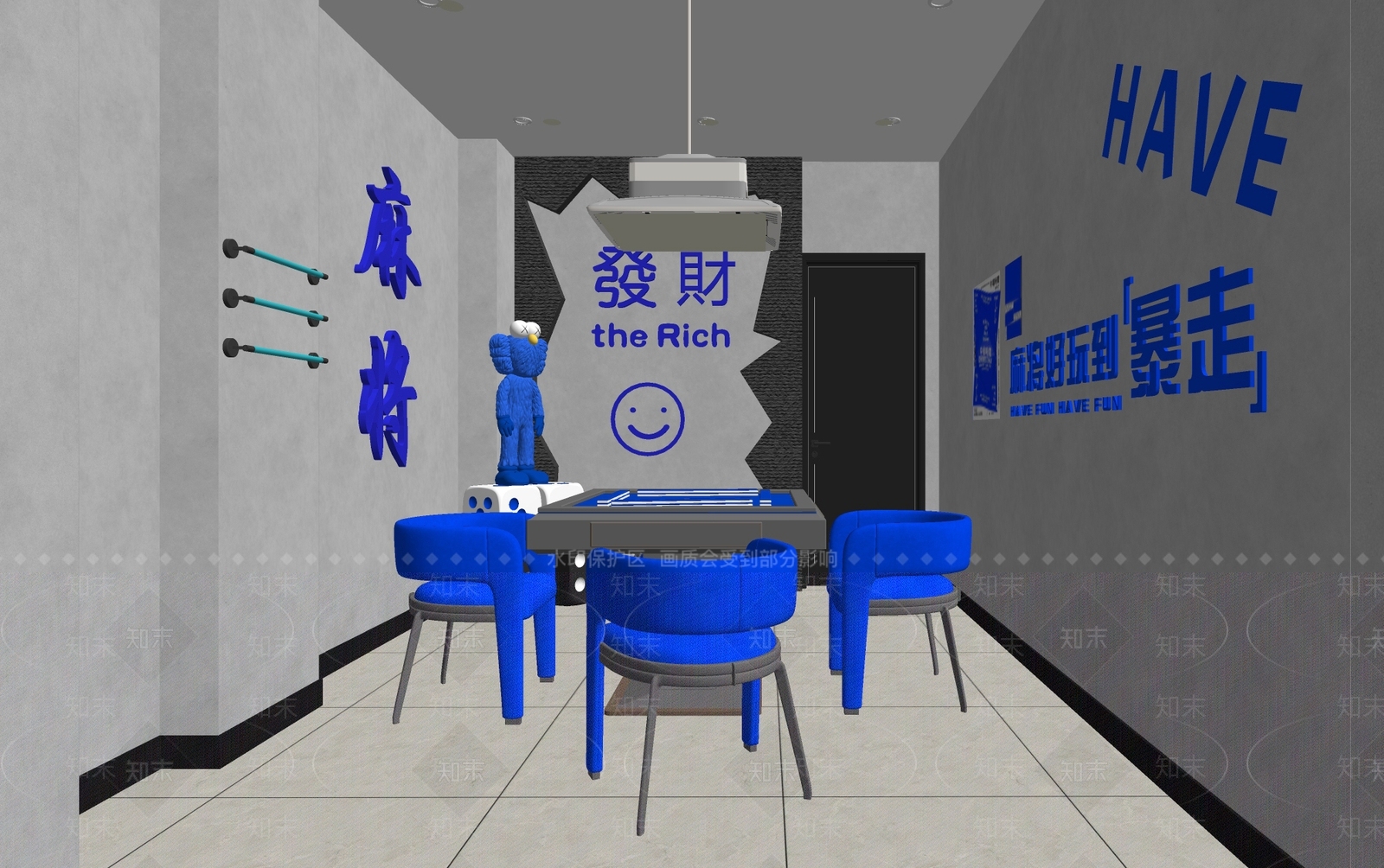 工业风网红打卡棋牌室SU模型下载【ID:1136085510】