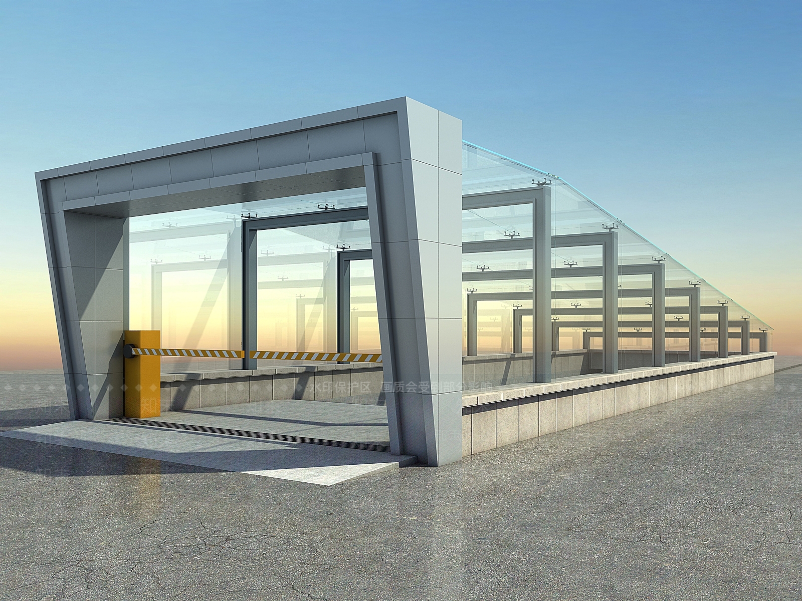 现代地下车库出入口3D模型下载【ID:1136088387】