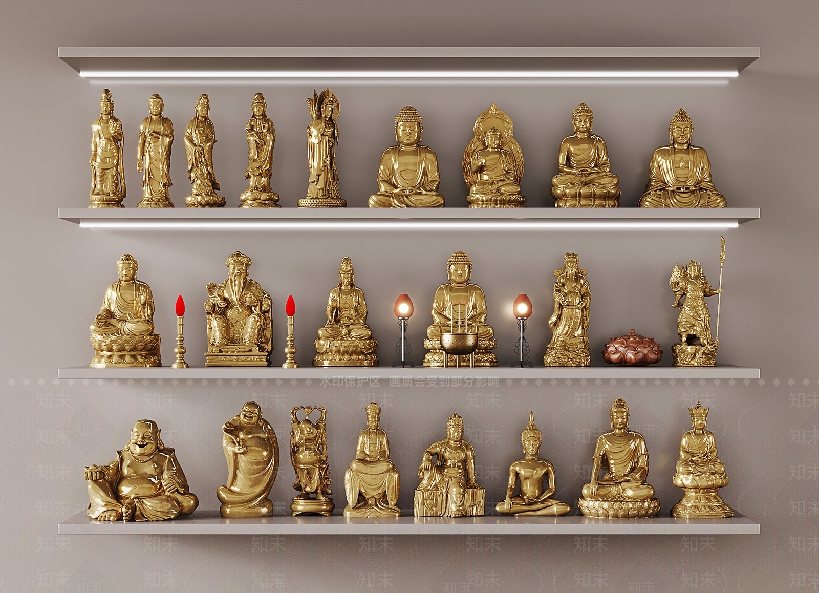 中式佛像雕塑3D模型下载【ID:1136088323】