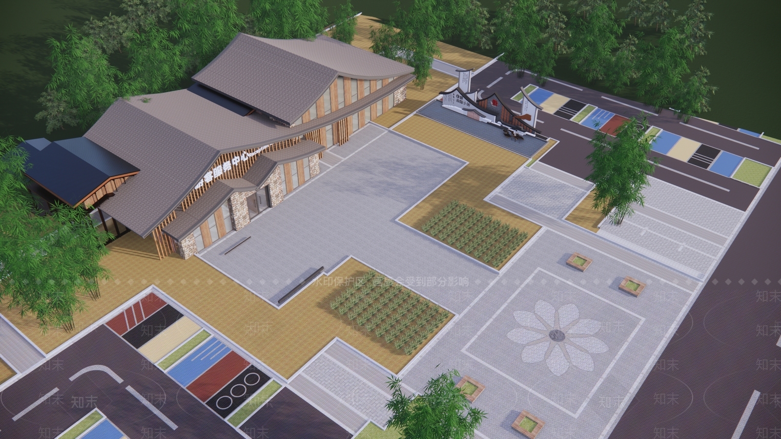 新中式游客中心SU模型下载【ID:1136092111】