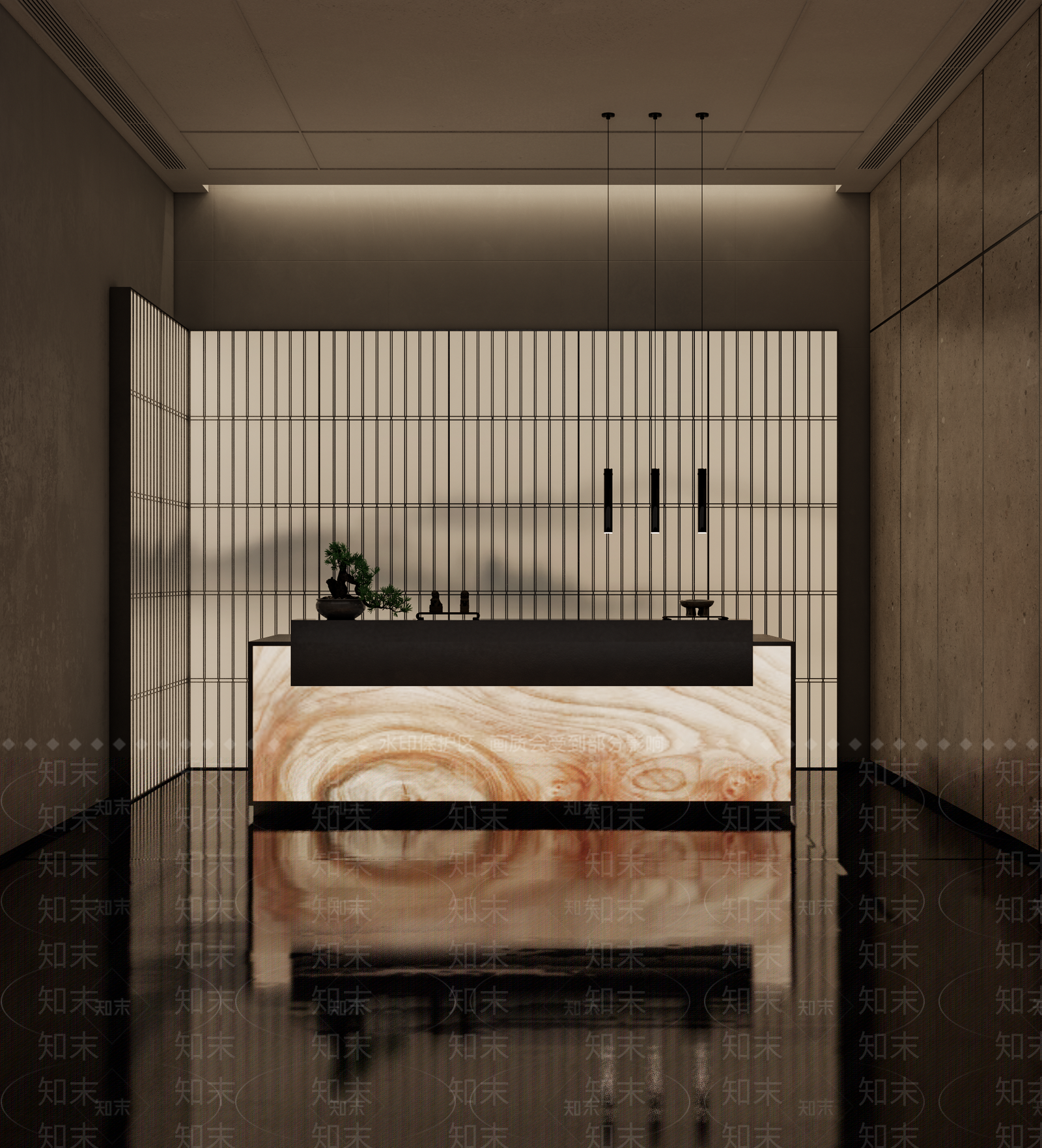 现代酒店大堂前台SU模型下载【ID:1136352779】