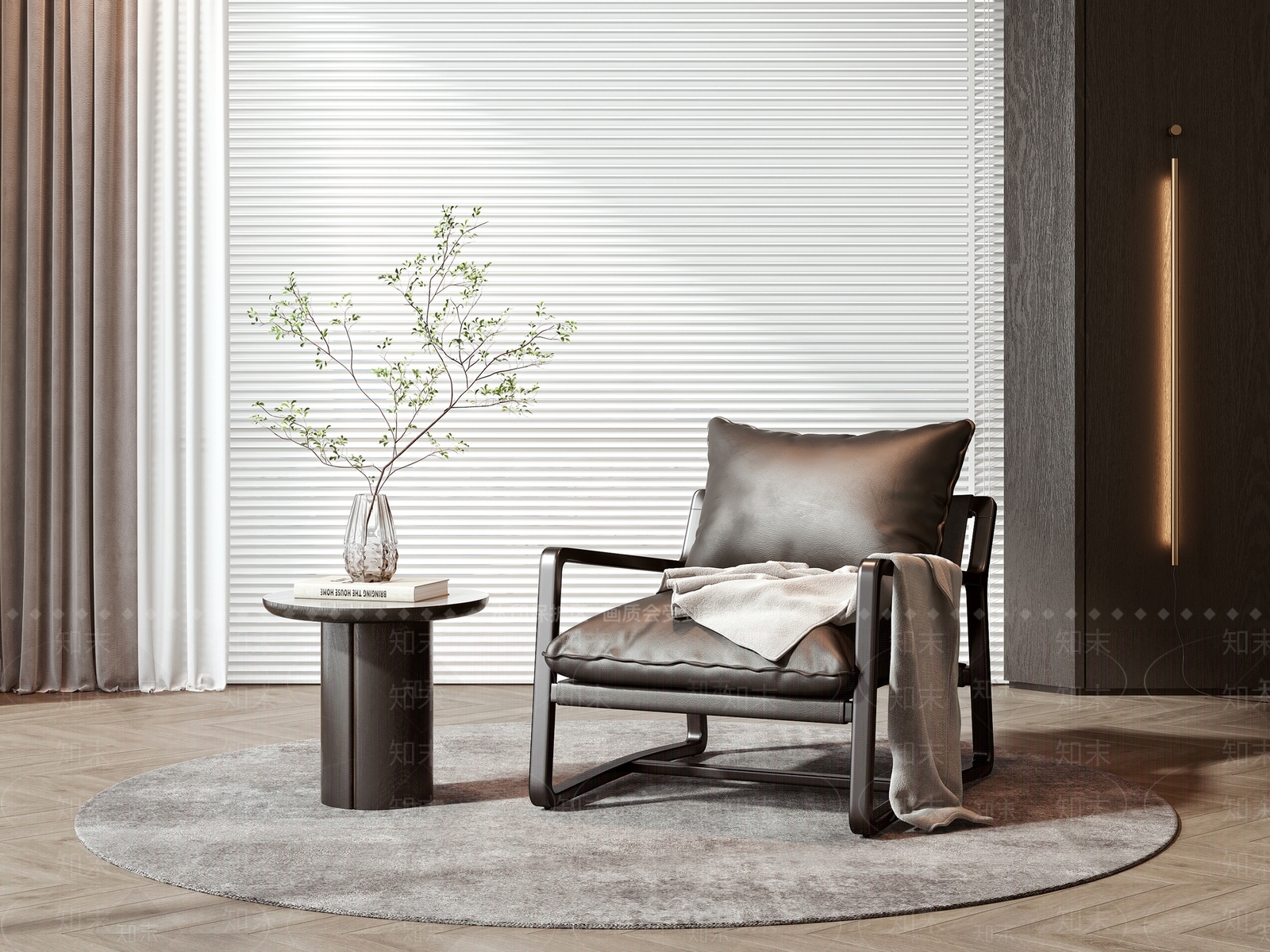 现代休闲椅茶几组合3D模型下载【ID:1136095148】