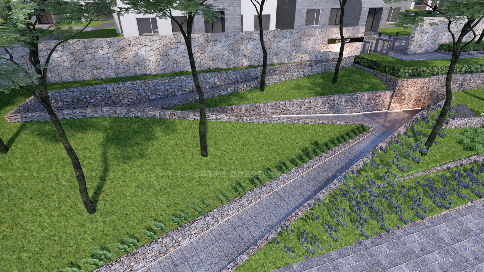 现代台阶景观SU模型下载【ID:1136096041】