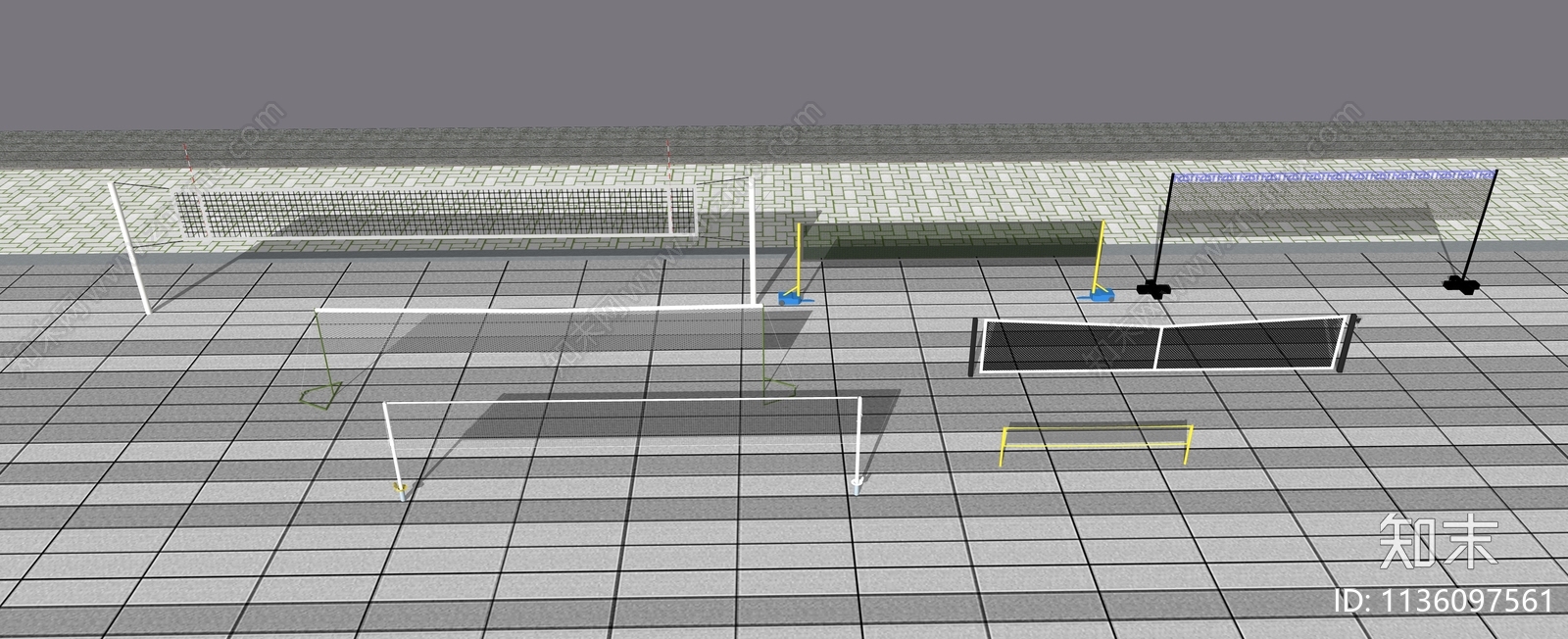 可移动式羽毛球网架SU模型下载【ID:1136097561】