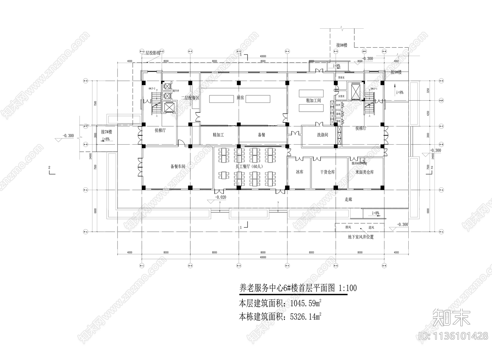 养老院建筑平面图施工图下载【ID:1136101428】