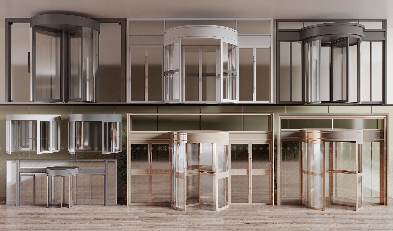 现代玻璃旋转门3D模型下载【ID:1136103082】