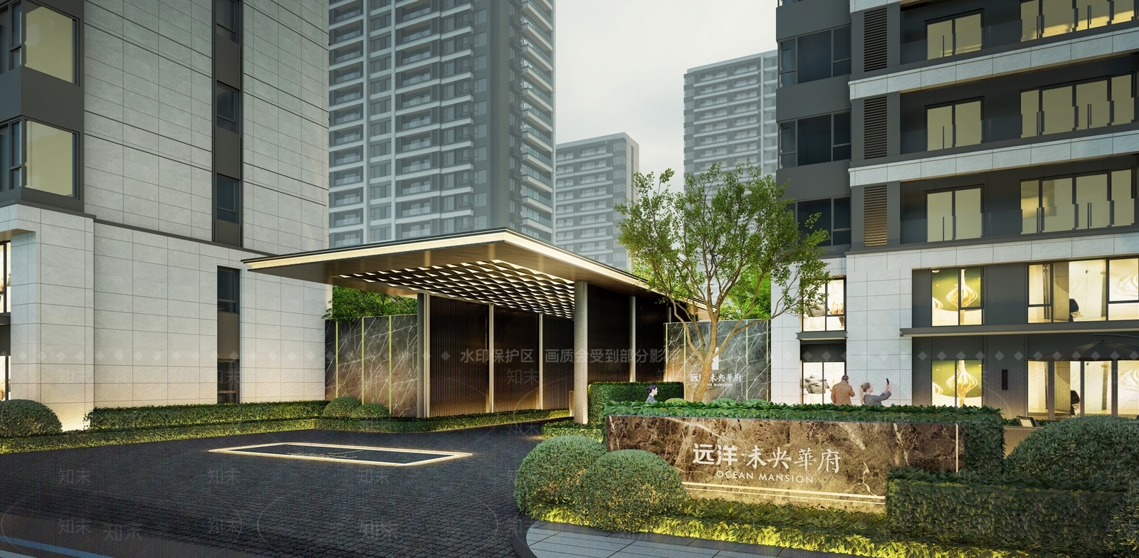 现代小区入口大门SU模型下载【ID:1136105523】