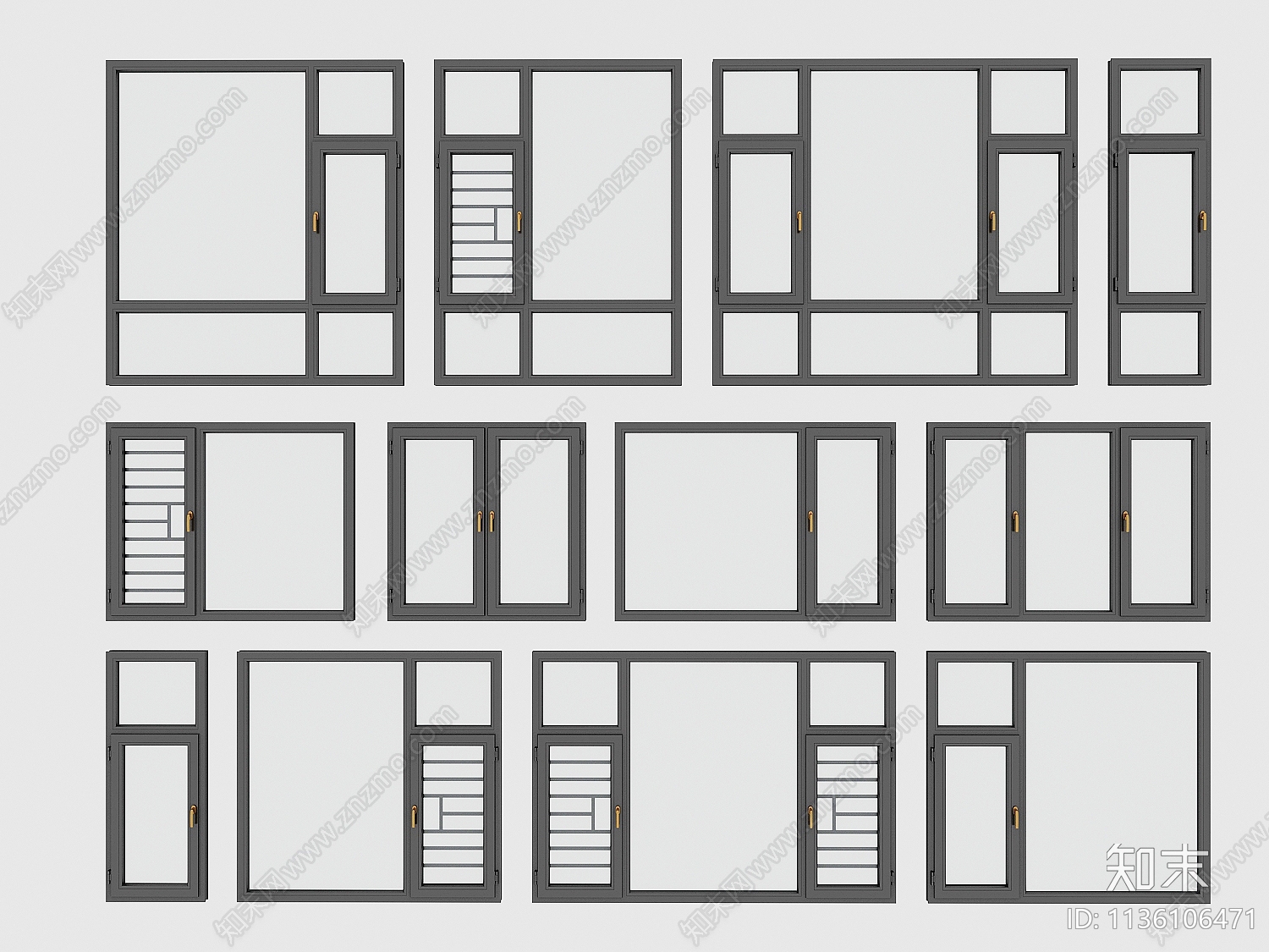 现代窗户3D模型下载【ID:1136106471】
