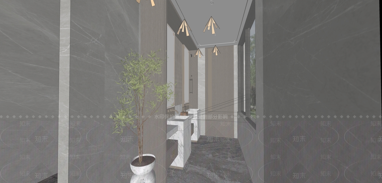 新中式洗手间SU模型下载【ID:1136107255】