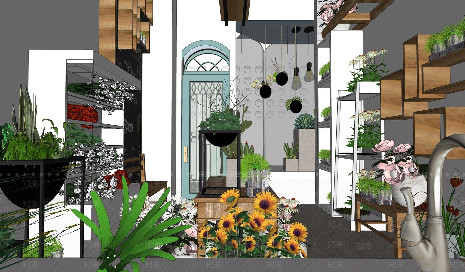 现代花语花店SU模型下载【ID:1136106948】