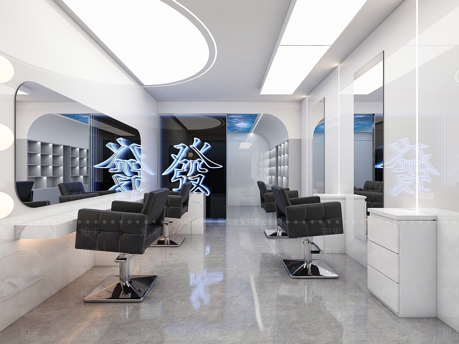 现代美发店3D模型下载【ID:1136108526】