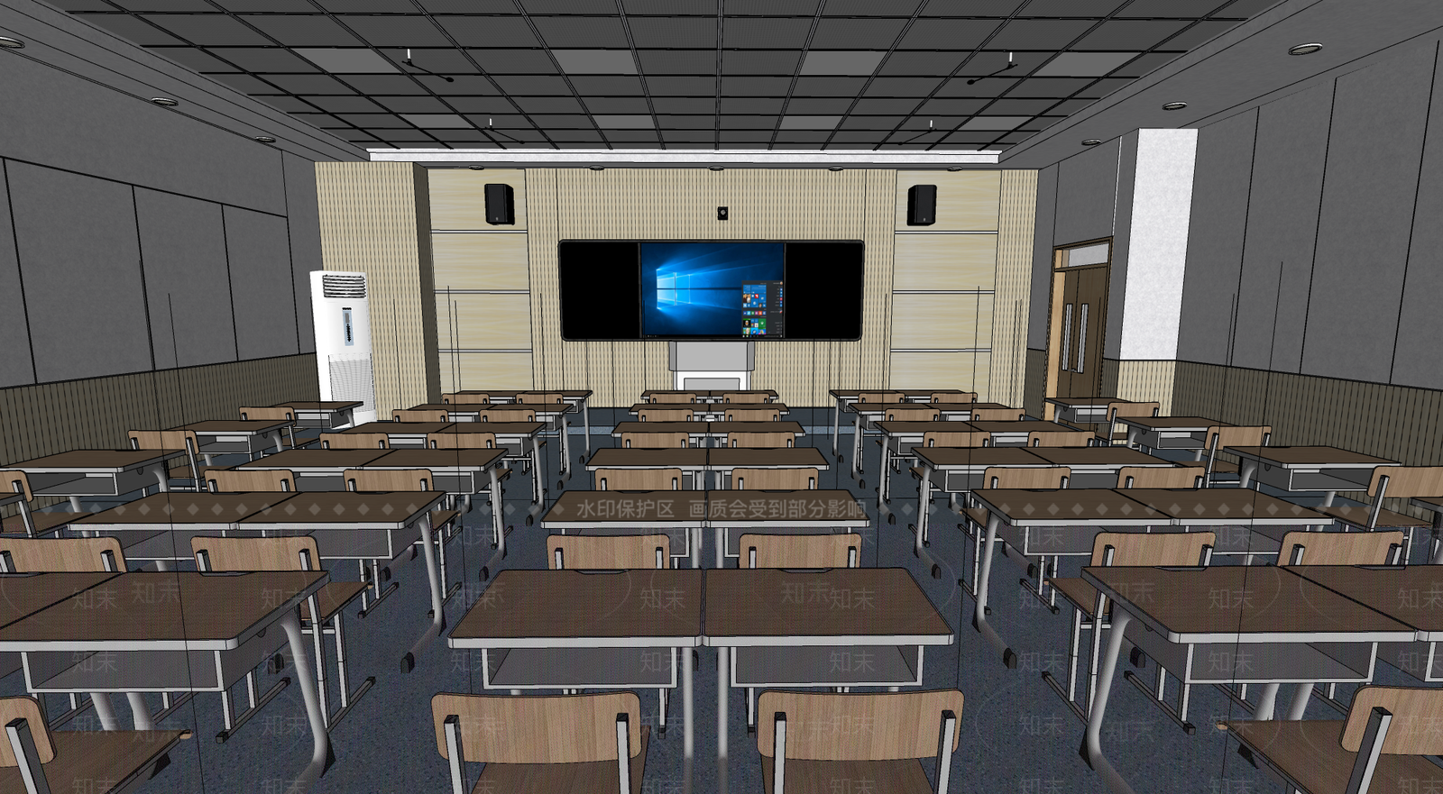 现代学校教室SU模型下载【ID:1136109098】