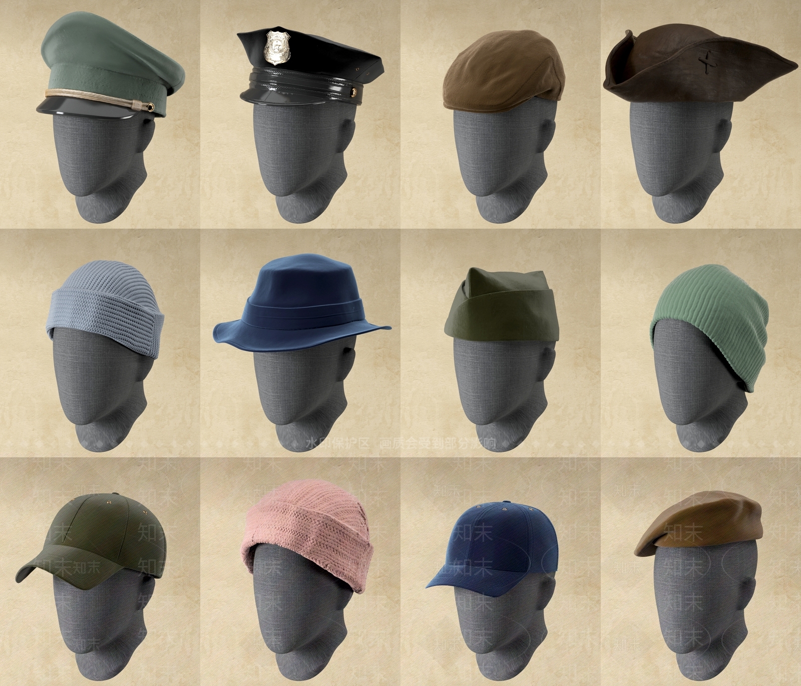 帽子3D模型下载【ID:1136111916】