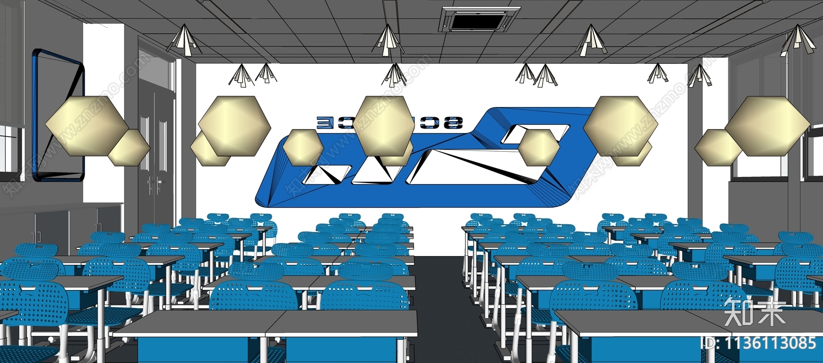 现代教室SU模型下载【ID:1136113085】
