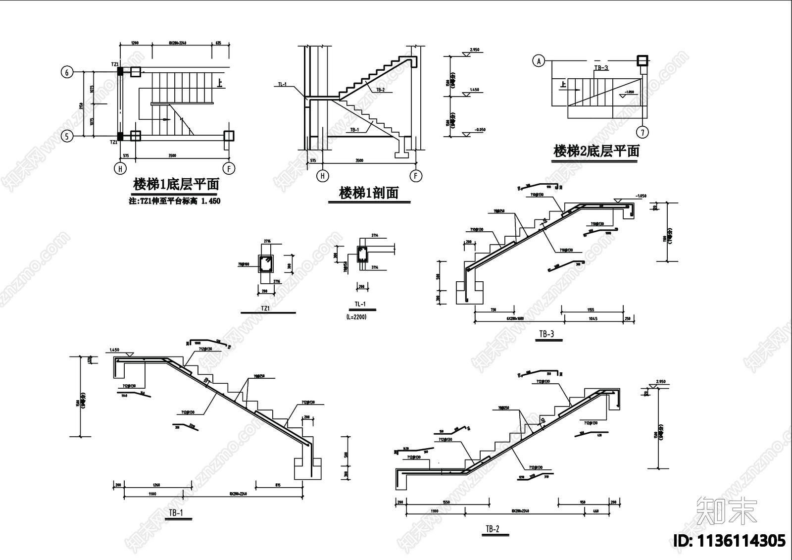 别墅建筑cad施工图下载【ID:1136114305】