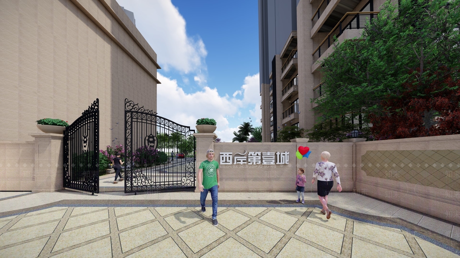 现代小区入口大门SU模型下载【ID:1136122676】