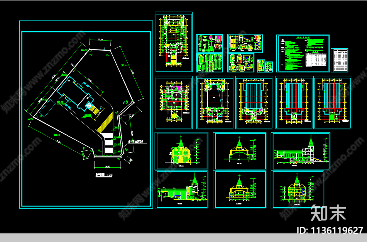 基督教堂建筑施工图下载【ID:1136119627】