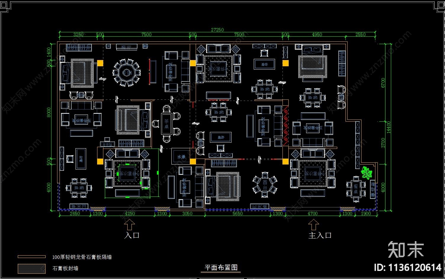 红木家具专卖店展厅cad施工图下载【ID:1136120614】