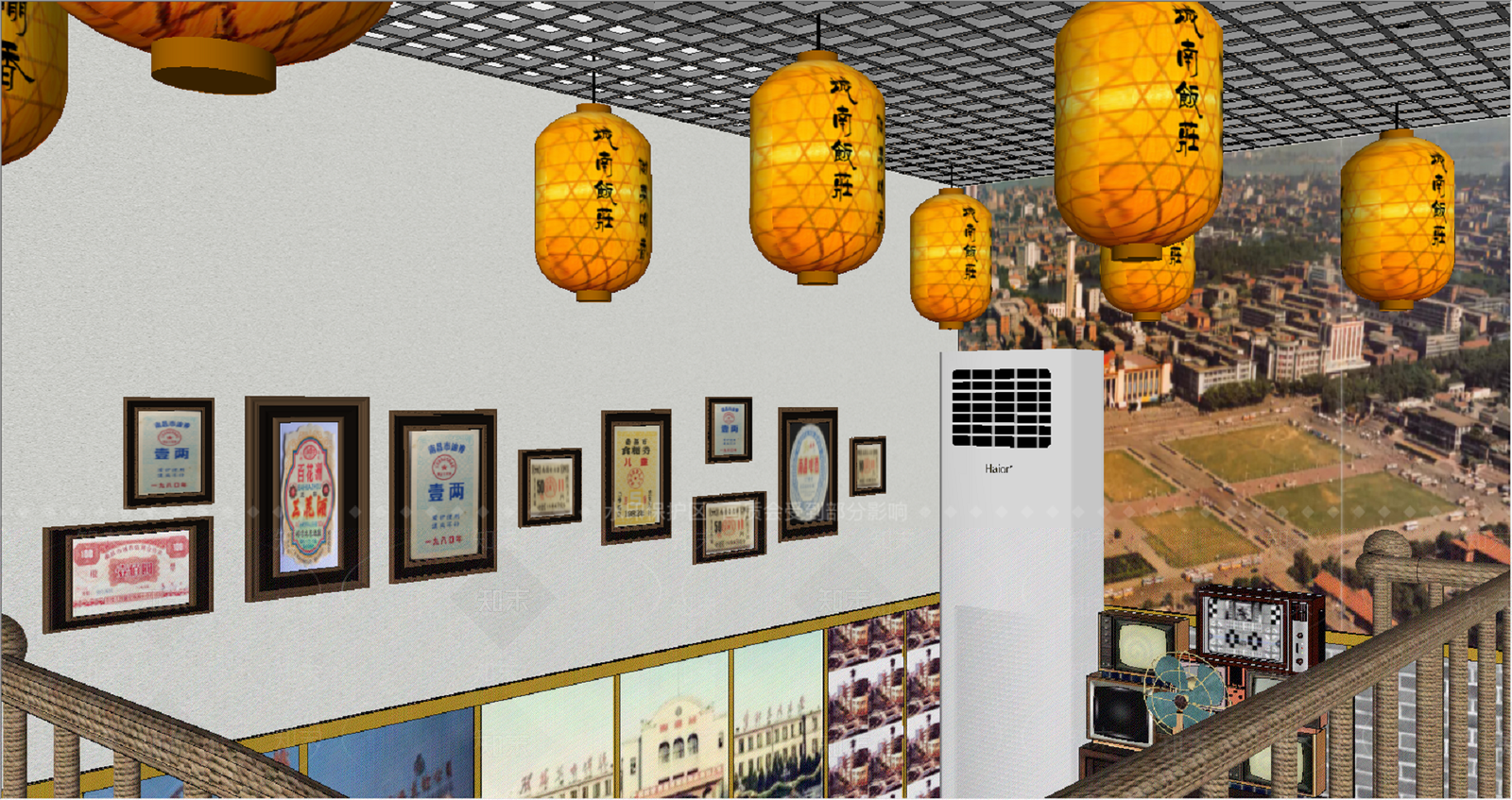 中式楼梯间SU模型下载【ID:1136129700】