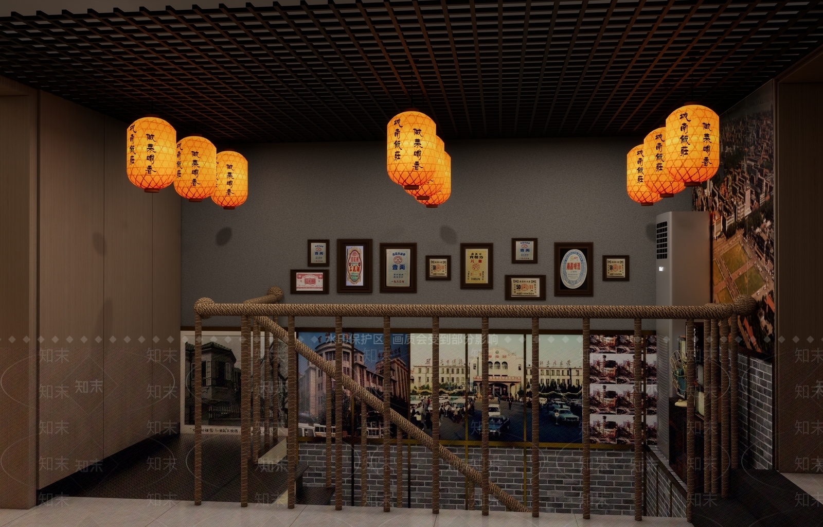 中式楼梯间SU模型下载【ID:1136129700】