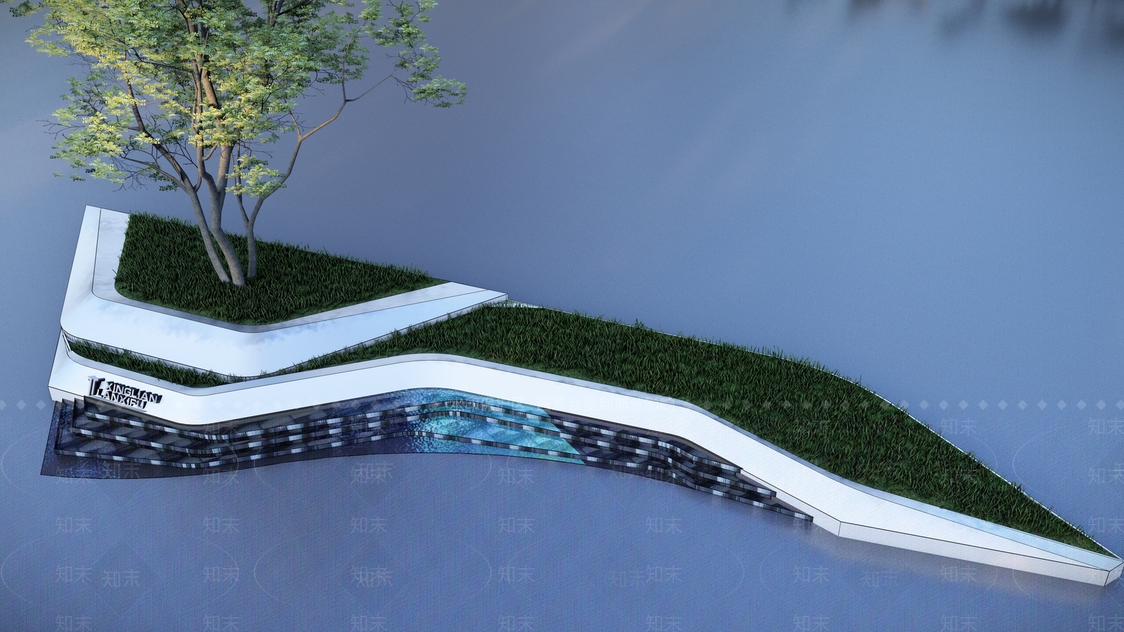 现代入口水景SU模型下载【ID:1136130843】