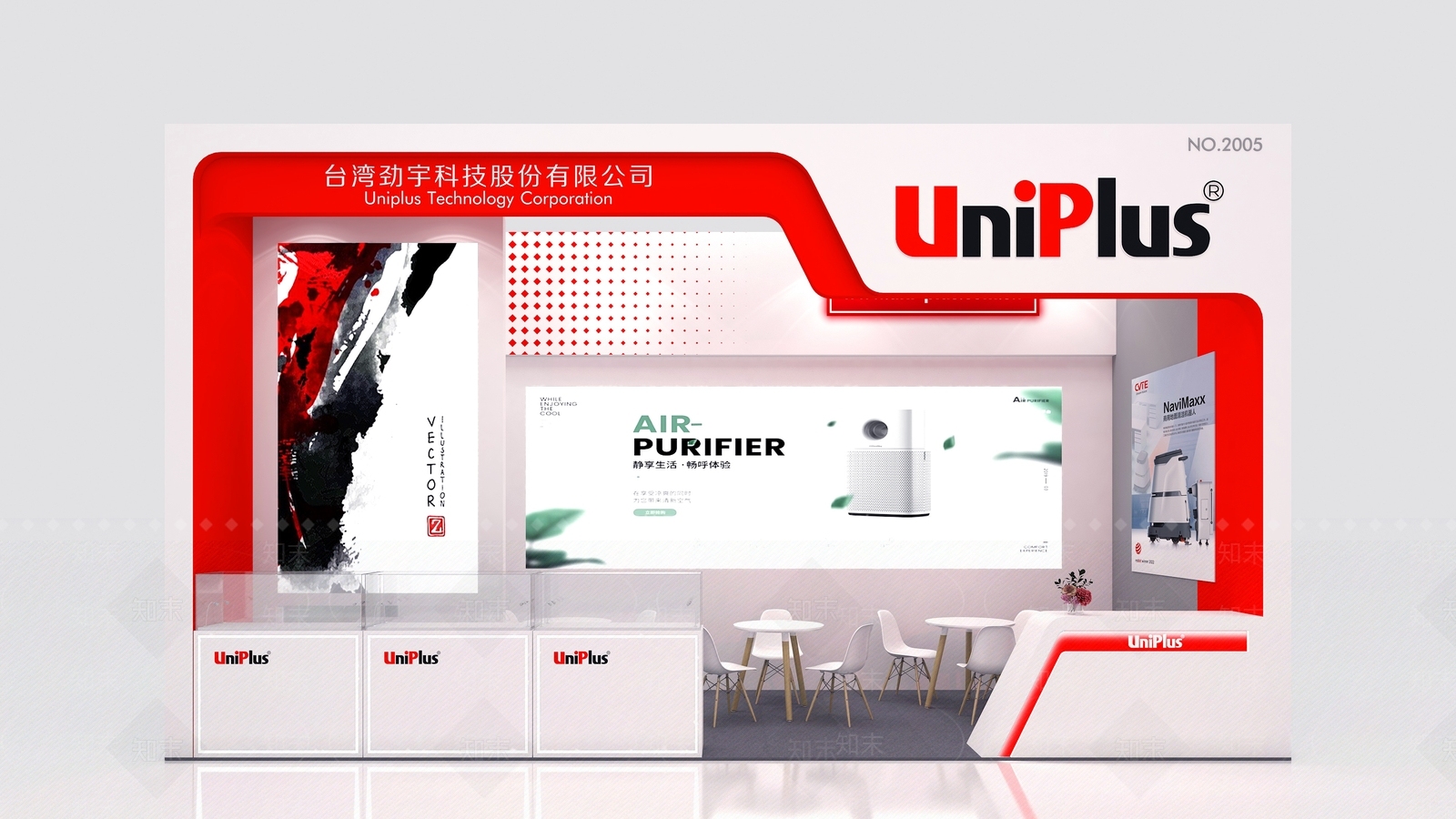 现代红色展览展台3D模型下载【ID:1138966966】