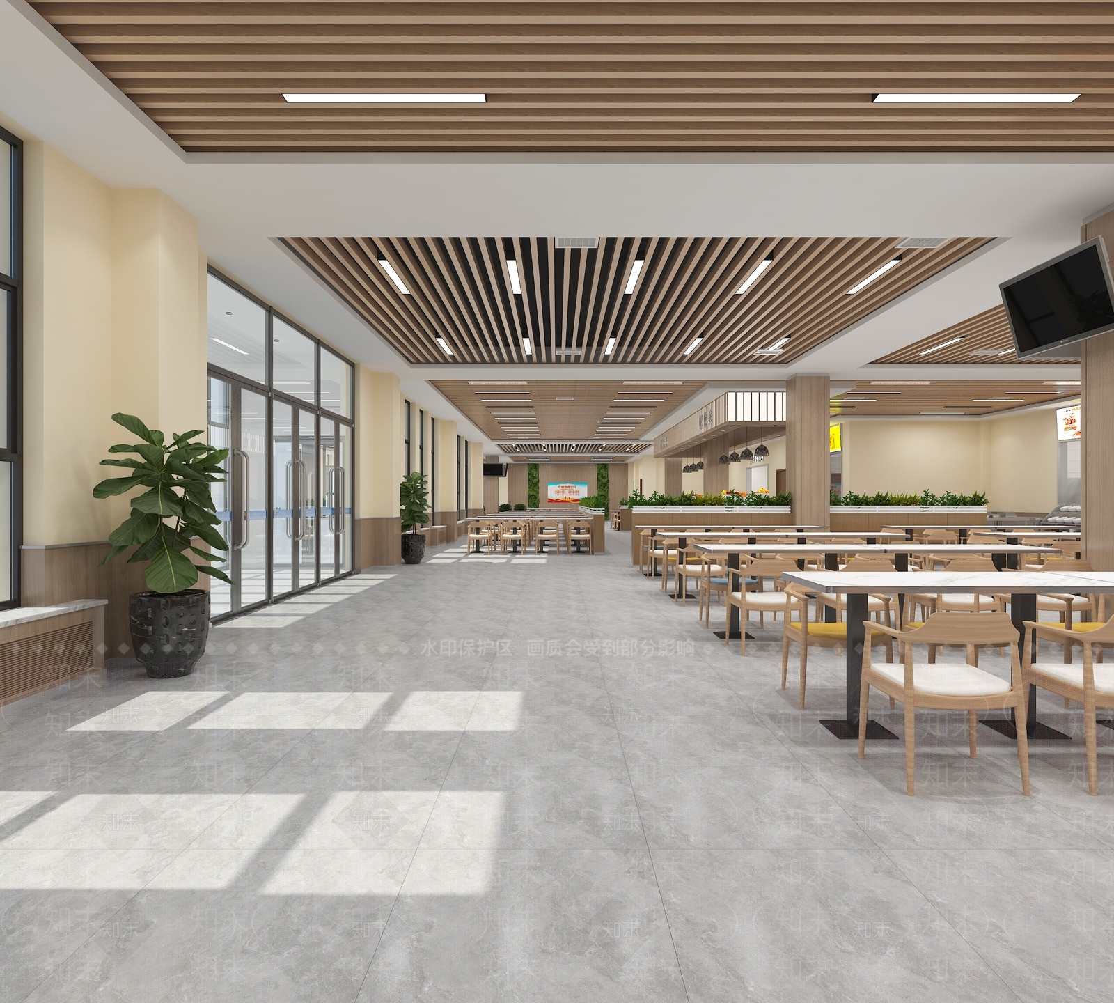 现代员工餐厅3D模型下载【ID:1136137960】