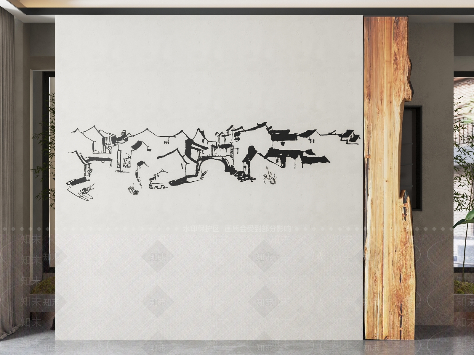 新中式艺术墙隔断3D模型下载【ID:1136138140】