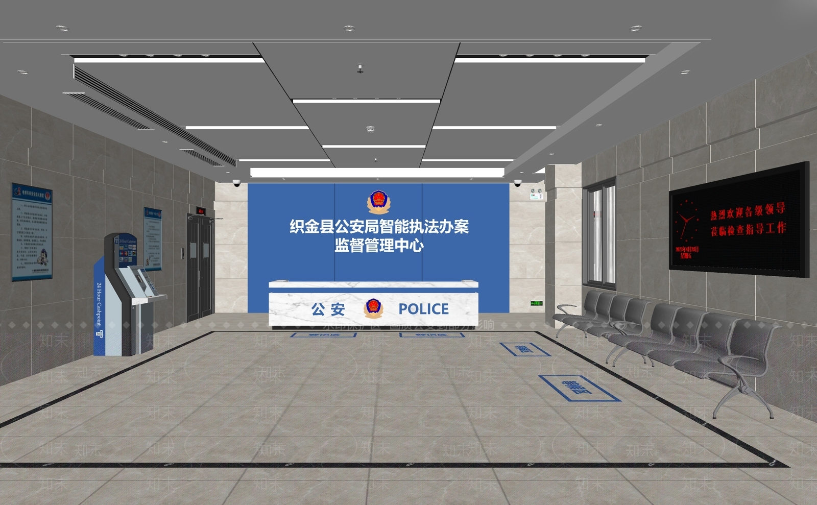 现代公安局大厅SU模型下载【ID:1136141238】