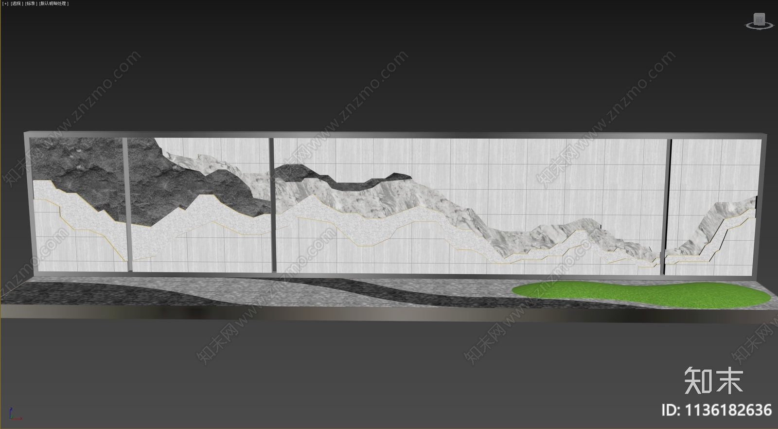 新中式景墙围墙3D模型下载【ID:1136182636】