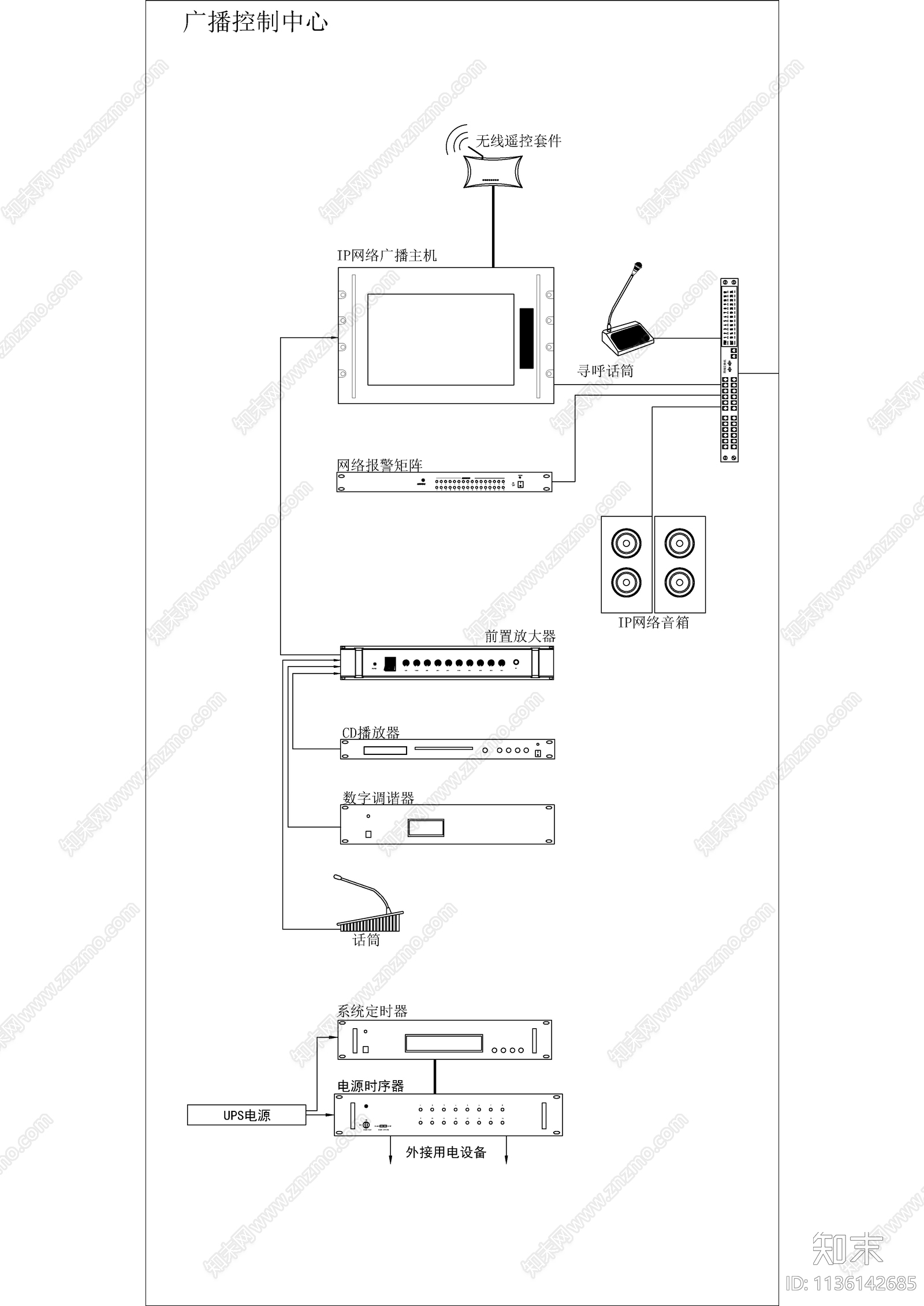 校园广播系统cad施工图下载【ID:1136142685】