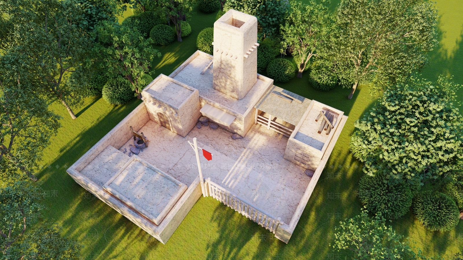 现代城堡农家院子小建筑SU模型下载【ID:1136142989】