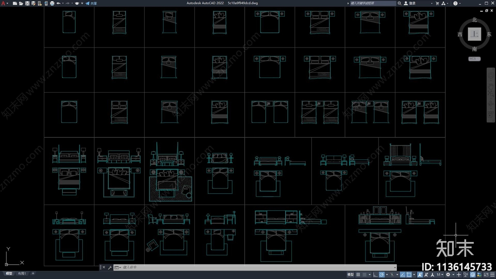 卧室床施工图下载【ID:1136145733】