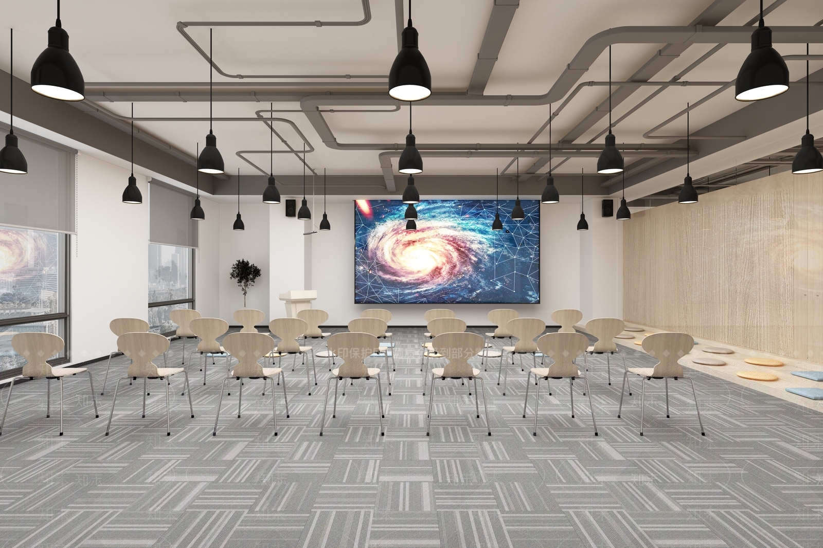 现代瑜伽区3D模型下载【ID:1136146922】