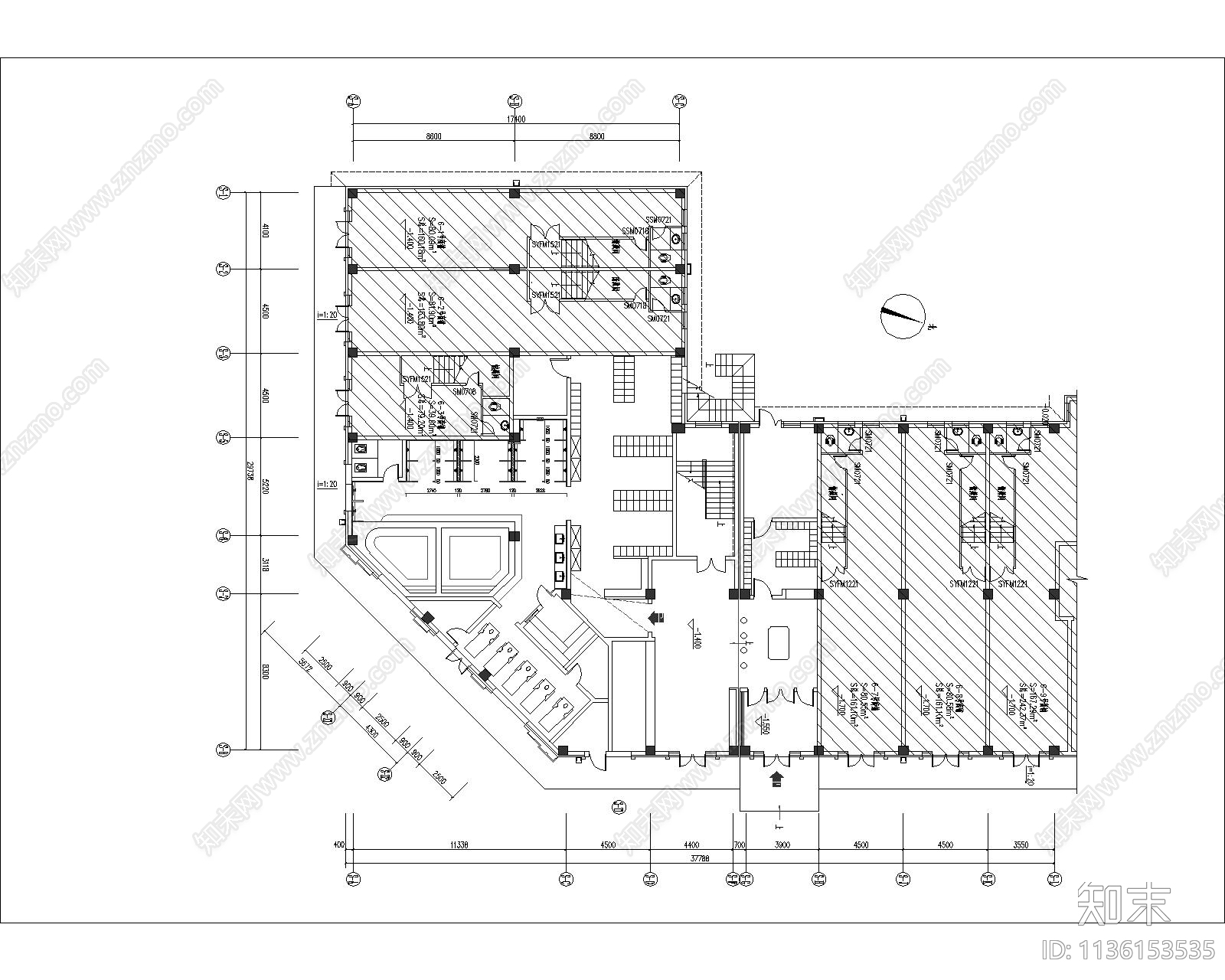 某1500平日式汗蒸汤泉SPA会所cad施工图下载【ID:1136153535】