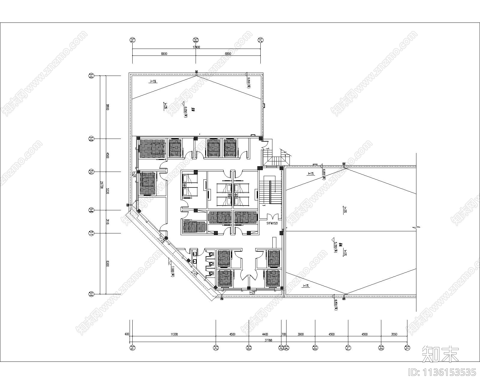 某1500平日式汗蒸汤泉SPA会所cad施工图下载【ID:1136153535】