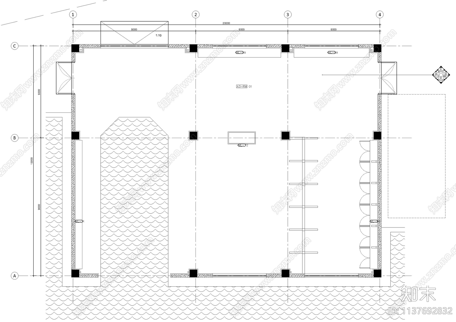 室外船坞休息等待建筑cad施工图下载【ID:1137692832】