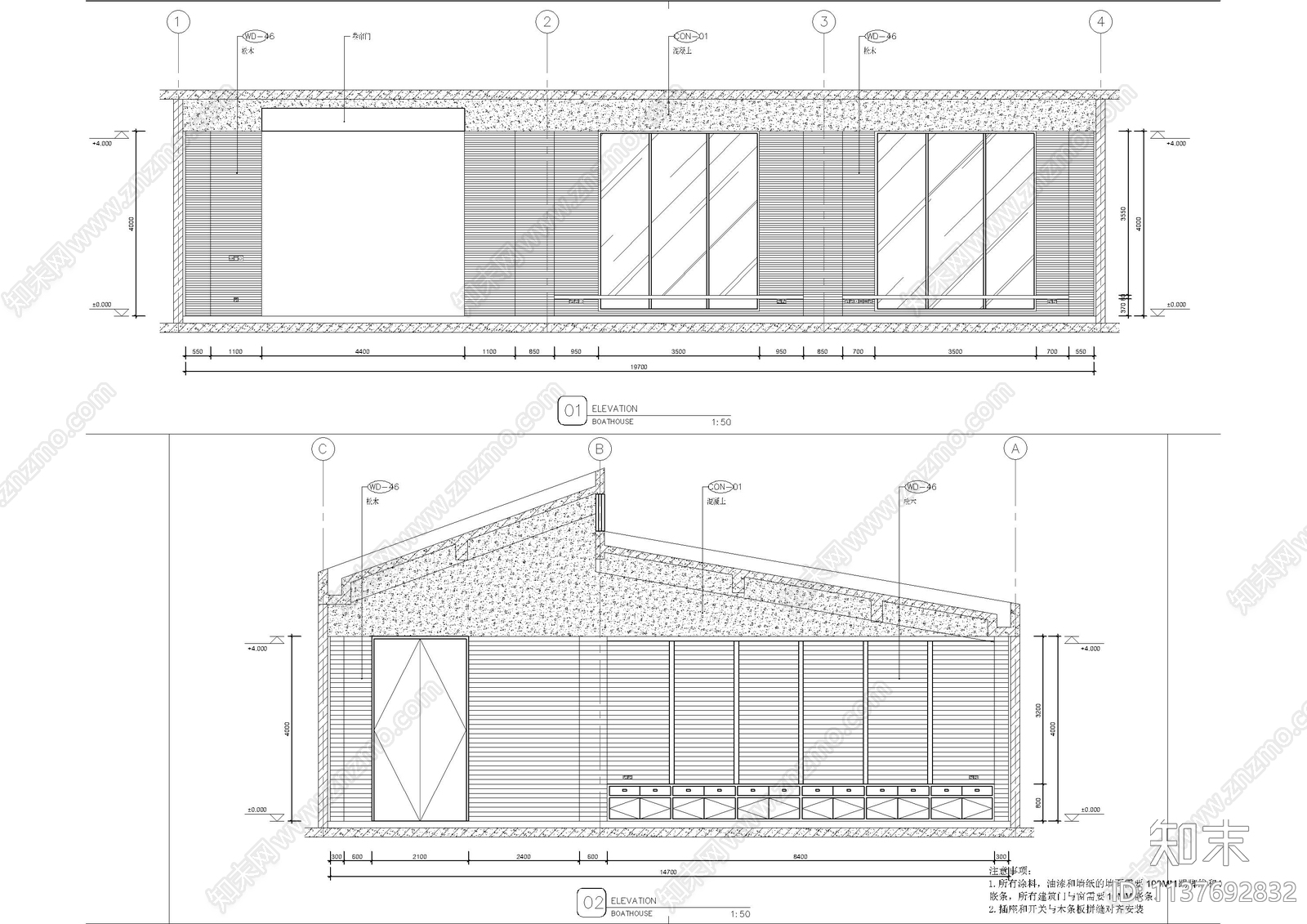 室外船坞休息等待建筑cad施工图下载【ID:1137692832】