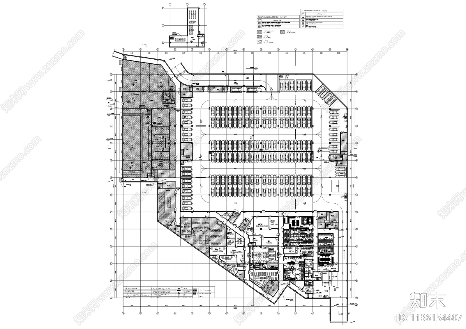 地下车库后勤区地下室cad施工图下载【ID:1136154407】