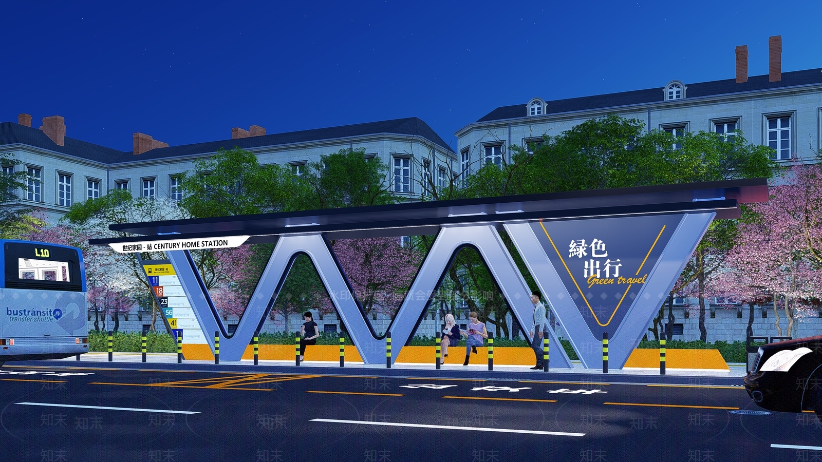现代公交站台SU模型下载【ID:1136158023】