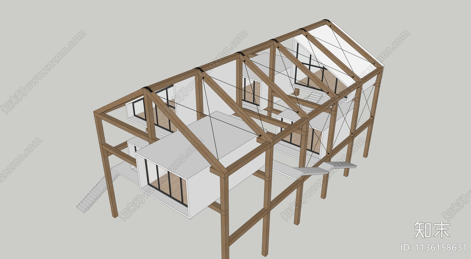 现代野外民宿SU模型下载【ID:1136158631】