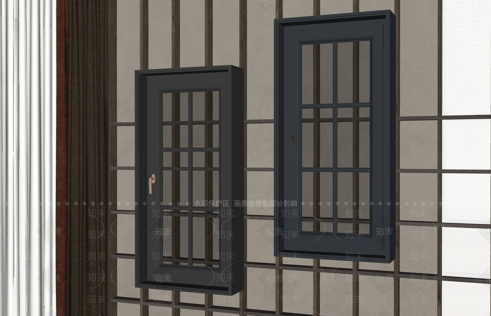 现代平开窗SU模型下载【ID:1136164308】