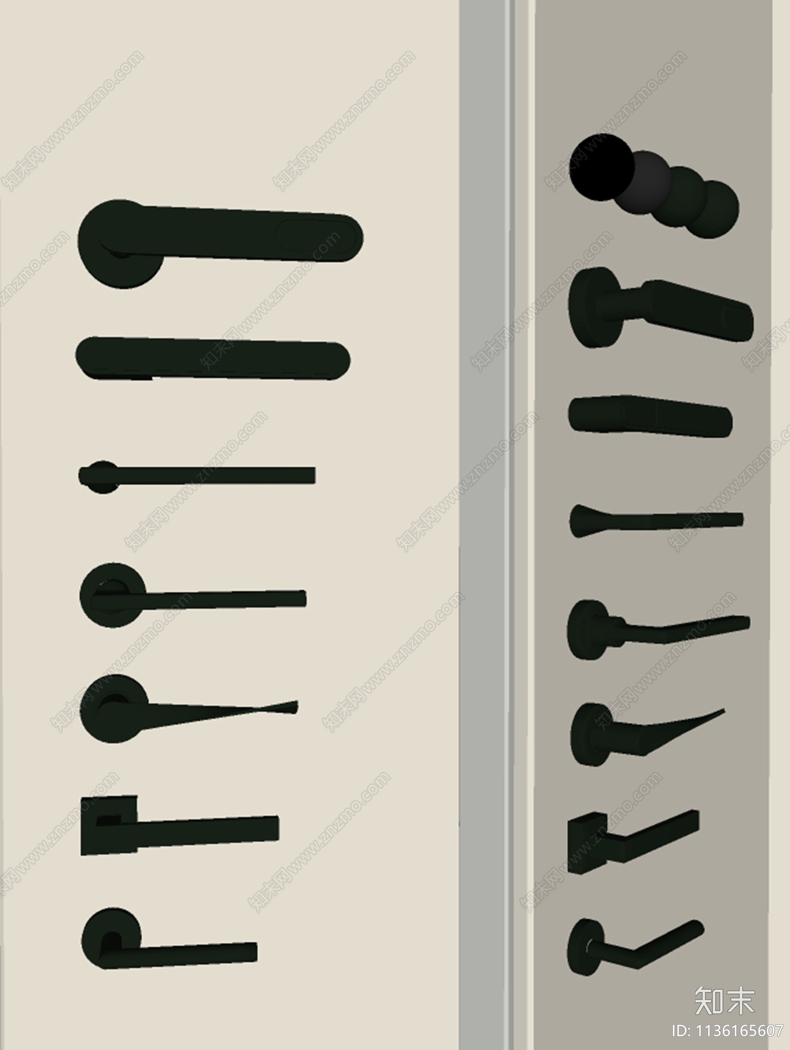 现代简约黑色门把手SU模型下载【ID:1136165607】